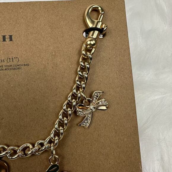 Coach Gold Swagger Chain with Charms, Cherry Strawberry Bow Heart CW663 … - Picture 9 of 10